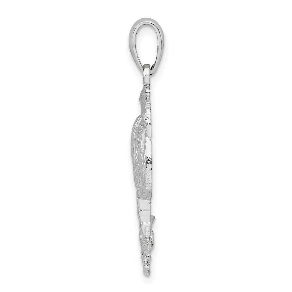 FJC Finejewelers 925 Sterling Silver Rhodium Plated Polished/Textured Palm Tree Charm 31 x 16 mm