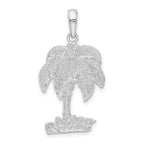 FJC Finejewelers 925 Sterling Silver Rhodium Plated Polished/Textured Palm Tree Charm 31 x 16 mm
