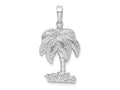 FJC Finejewelers 925 Sterling Silver Rhodium Plated Polished/Textured Palm Tree Charm 31 x 16 mm
