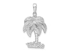 FJC Finejewelers 925 Sterling Silver Rhodium Plated Polished/Textured Palm Tree Charm 31 x 16 mm