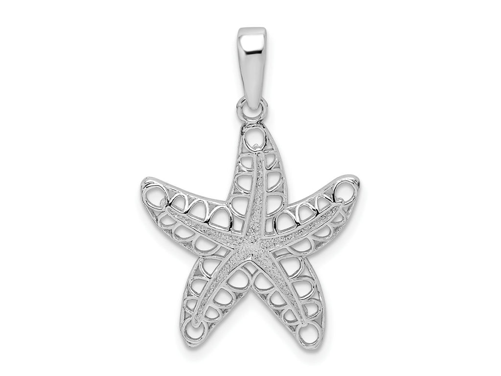 FJC Finejewelers 925 Sterling Silver Rhodium Plated Polished Cut-out Starfish Charm 23 x 19 mm