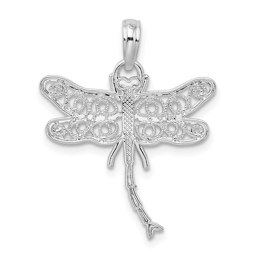 FJC Finejewelers 925 Sterling Silver Rhodium Plated Polished Filigree Wing Dragonfly Charm 20 mm