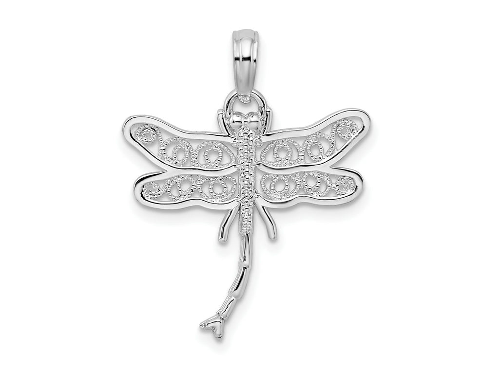 FJC Finejewelers 925 Sterling Silver Rhodium Plated Polished Filigree Wing Dragonfly Charm 20 mm