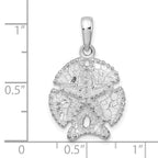 FJC Finejewelers 925 Sterling Silver Rhodium Plated Polished/Textured Sand Dollar Charm 27 x 16 mm