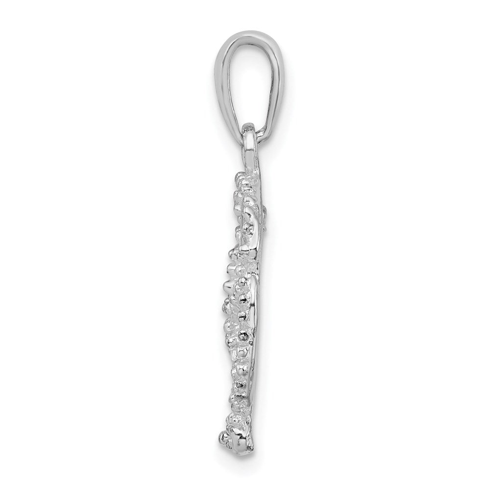 FJC Finejewelers 925 Sterling Silver Rhodium Plated Polished/Textured Sand Dollar Charm 27 x 16 mm