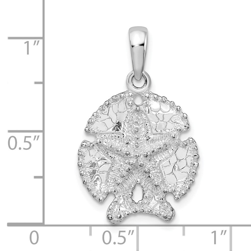 FJC Finejewelers 925 Sterling Silver Rhodium Plated Polished/Textured Sand Dollar Charm 27 x 16 mm
