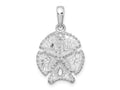 FJC Finejewelers 925 Sterling Silver Rhodium Plated Polished/Textured Sand Dollar Charm 27 x 16 mm