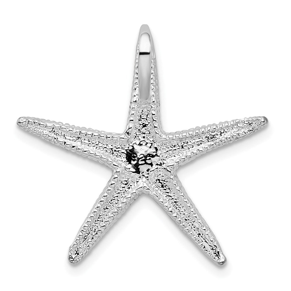 FJC Finejewelers 925 Sterling Silver Rhodium Plated Polished/Textured Starfish Slide 25 x 25 mm