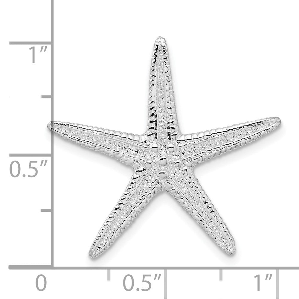 FJC Finejewelers 925 Sterling Silver Rhodium Plated Polished/Textured Starfish Slide 25 x 25 mm