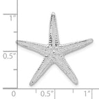 FJC Finejewelers 925 Sterling Silver Rhodium Plated Polished/Textured Starfish Slide 25 x 25 mm