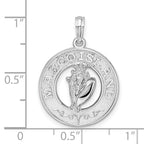 FJC Finejewelers 925 Sterling Silver Rhodium Plated Polished Marco Island with Shell Charm 25 x 18 mm