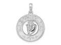FJC Finejewelers 925 Sterling Silver Rhodium Plated Polished Marco Island with Shell Charm 25 x 18 mm