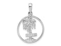 FJC Finejewelers 925 Sterling Silver Rhodium Plated Polished Marco Island Palm Tree Charm 29 x 19 mm