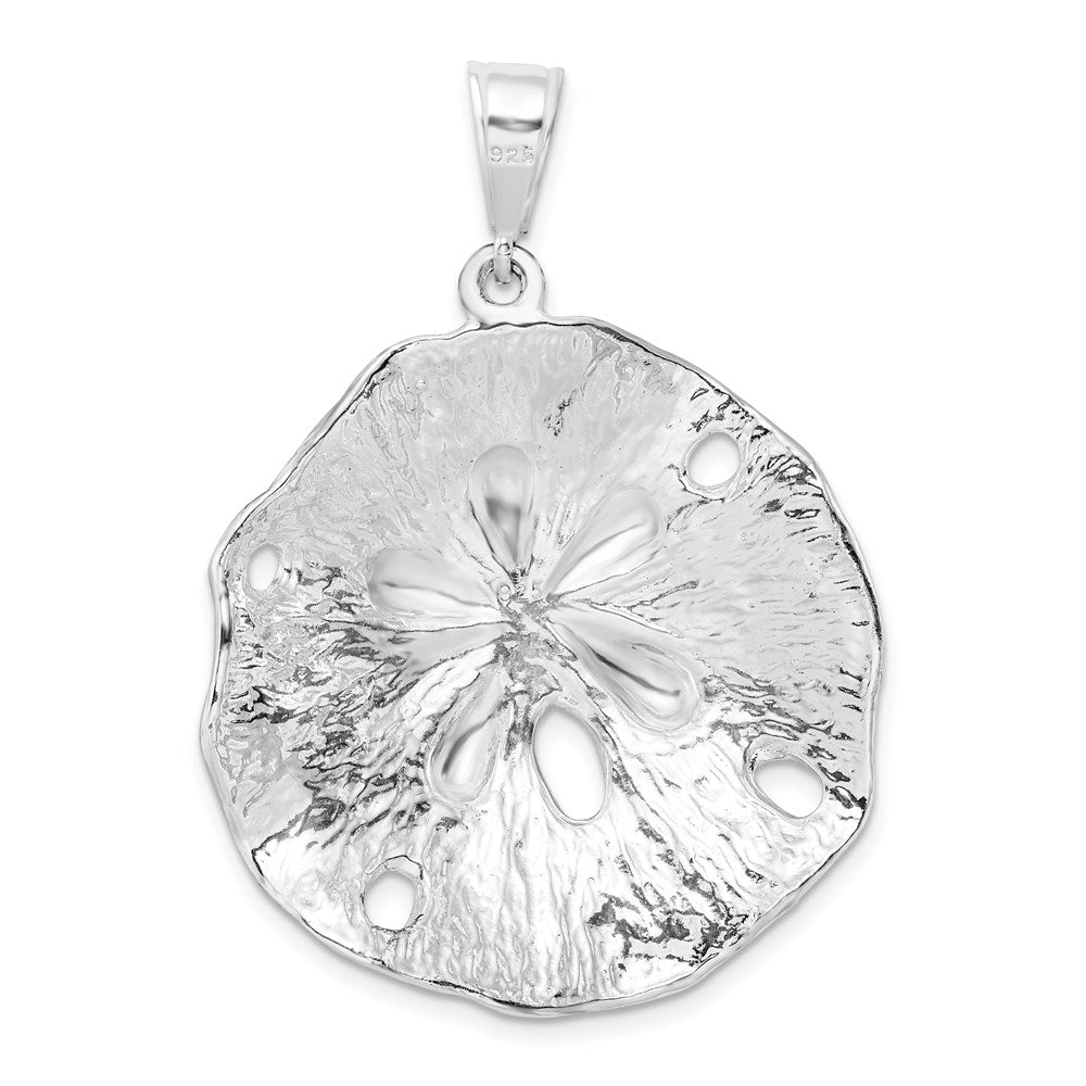FJC Finejewelers 925 Sterling Silver d Polished/Textured Beveled Sand Dollar Charm 44 x 31 mm