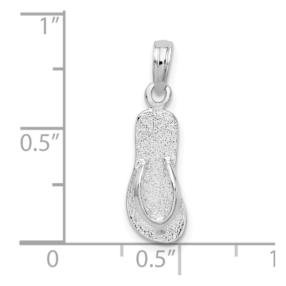 FJC Finejewelers 925 Sterling Silver Rhodium Plated Polished/Textured Flip Flop Charm 23 x 7 mm