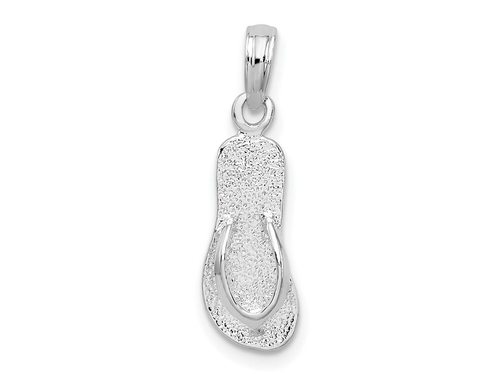 FJC Finejewelers 925 Sterling Silver Rhodium Plated Polished/Textured Flip Flop Charm 23 x 7 mm