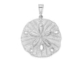 FJC Finejewelers 925 Sterling Silver Rhodium Plated Polished/Textured Sand Dollar Charm 44 x 33 mm