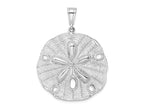 FJC Finejewelers 925 Sterling Silver Rhodium Plated Polished/Textured Sand Dollar Charm 44 x 33 mm