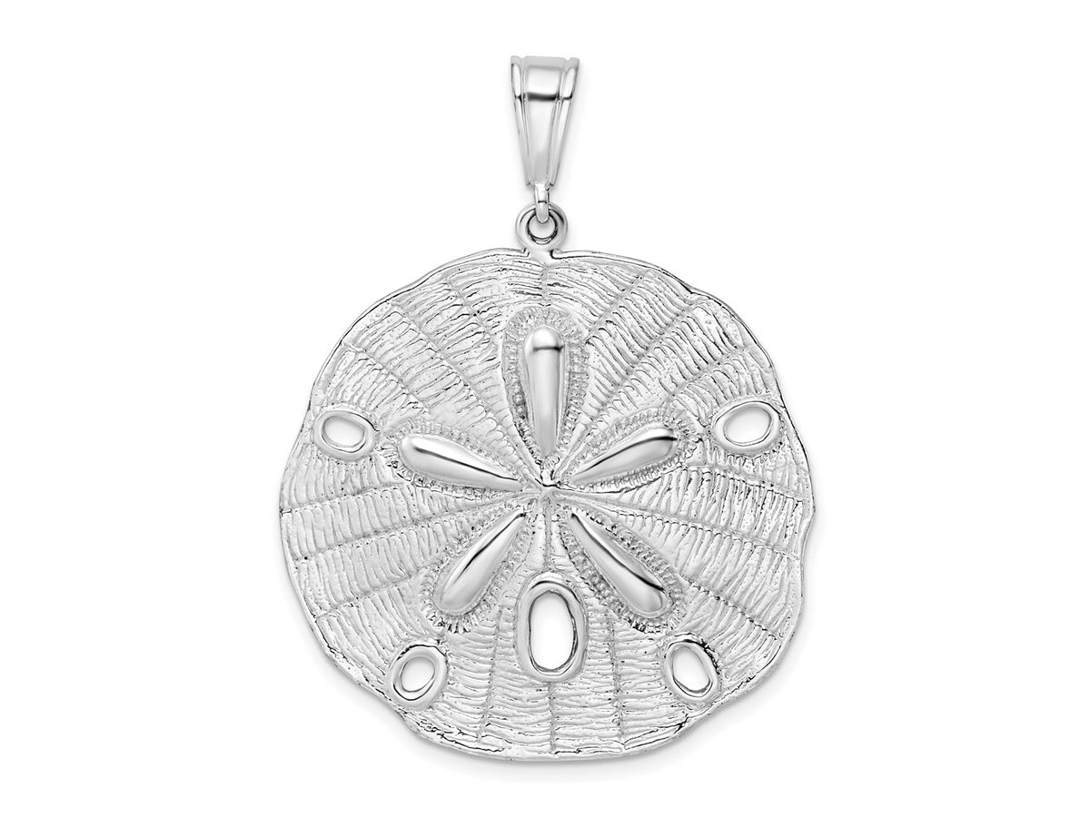 FJC Finejewelers 925 Sterling Silver Rhodium Plated Polished/Textured Sand Dollar Charm 44 x 33 mm