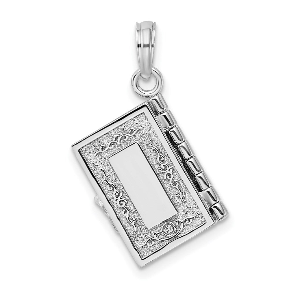 FJC Finejewelers 925 Sterling Silver Rhodium Plated 3D Moveable Lords Prayer Bible Charm 23 x 14 mm