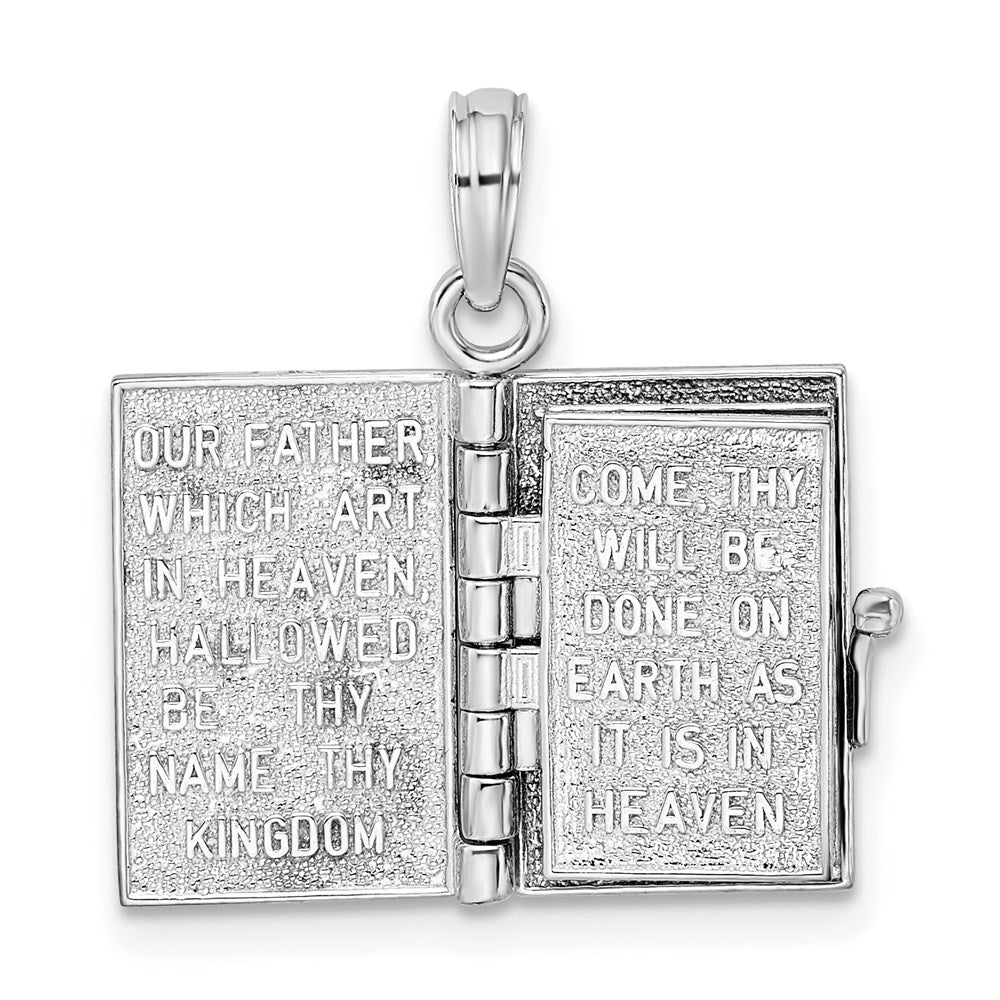 FJC Finejewelers 925 Sterling Silver Rhodium Plated 3D Moveable Lords Prayer Bible Charm 23 x 14 mm