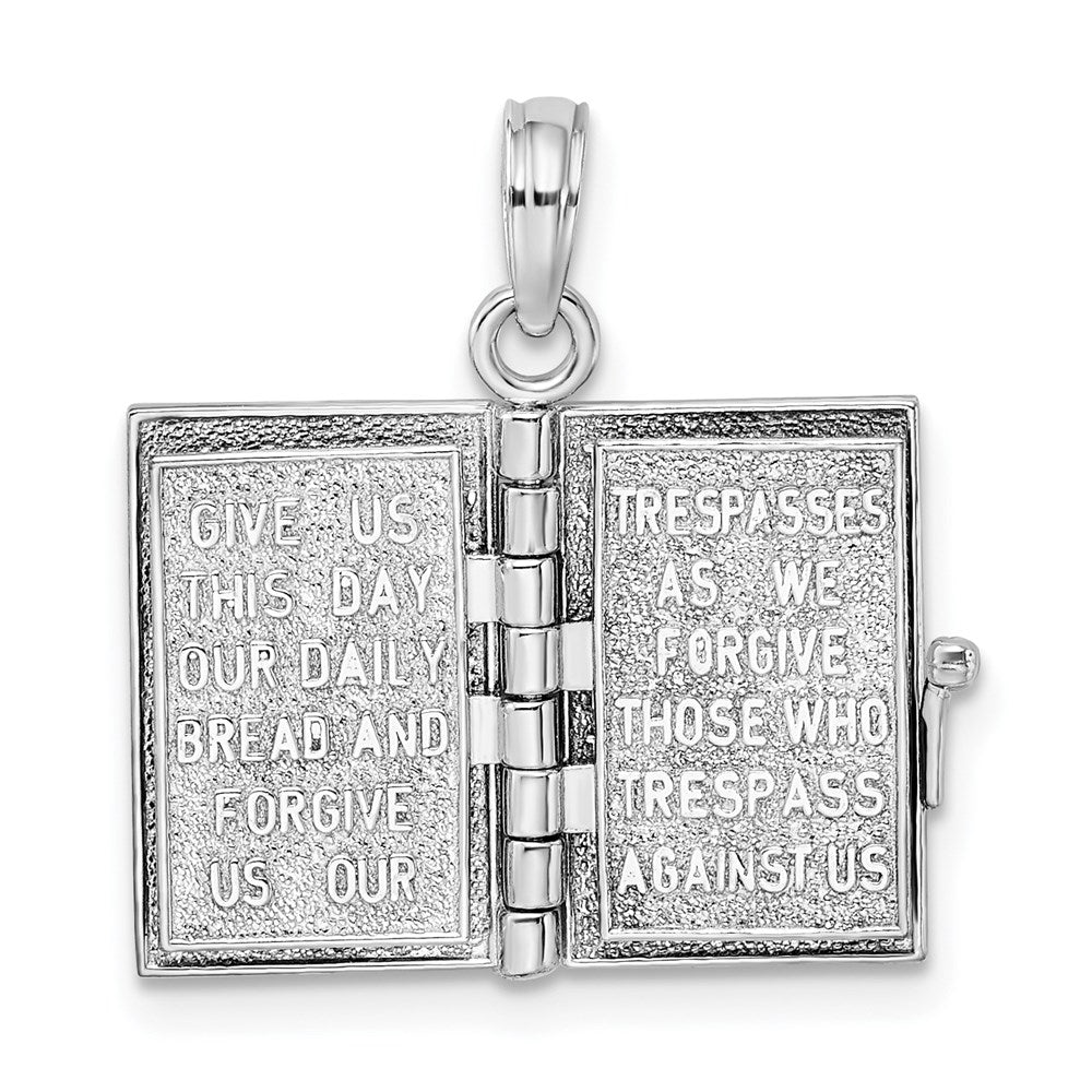 FJC Finejewelers 925 Sterling Silver Rhodium Plated 3D Moveable Lords Prayer Bible Charm 23 x 14 mm