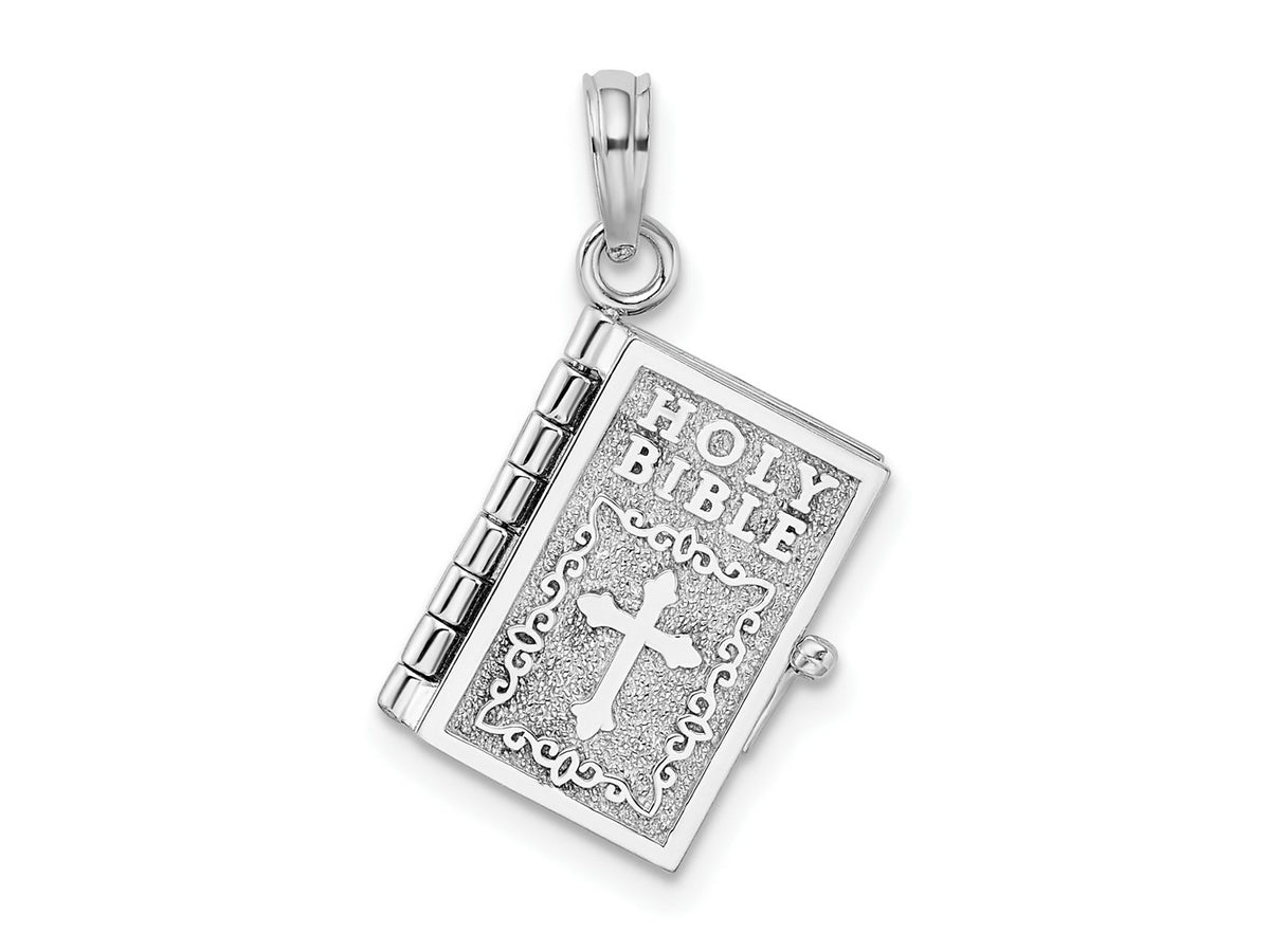 FJC Finejewelers 925 Sterling Silver Rhodium Plated 3D Moveable Lords Prayer Bible Charm 23 x 14 mm