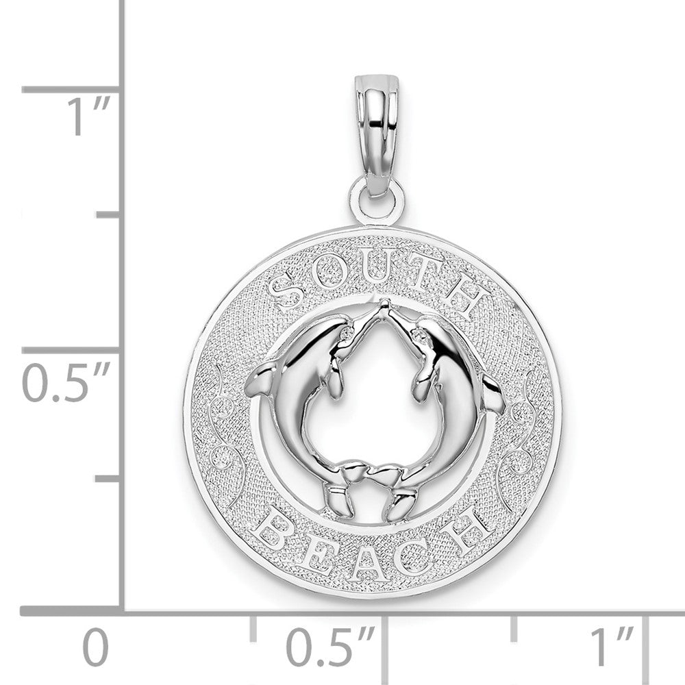 FJC Finejewelers 925 Sterling Silver d Polish/Textured South Beach Dolphin Charm 25 x 18 mm