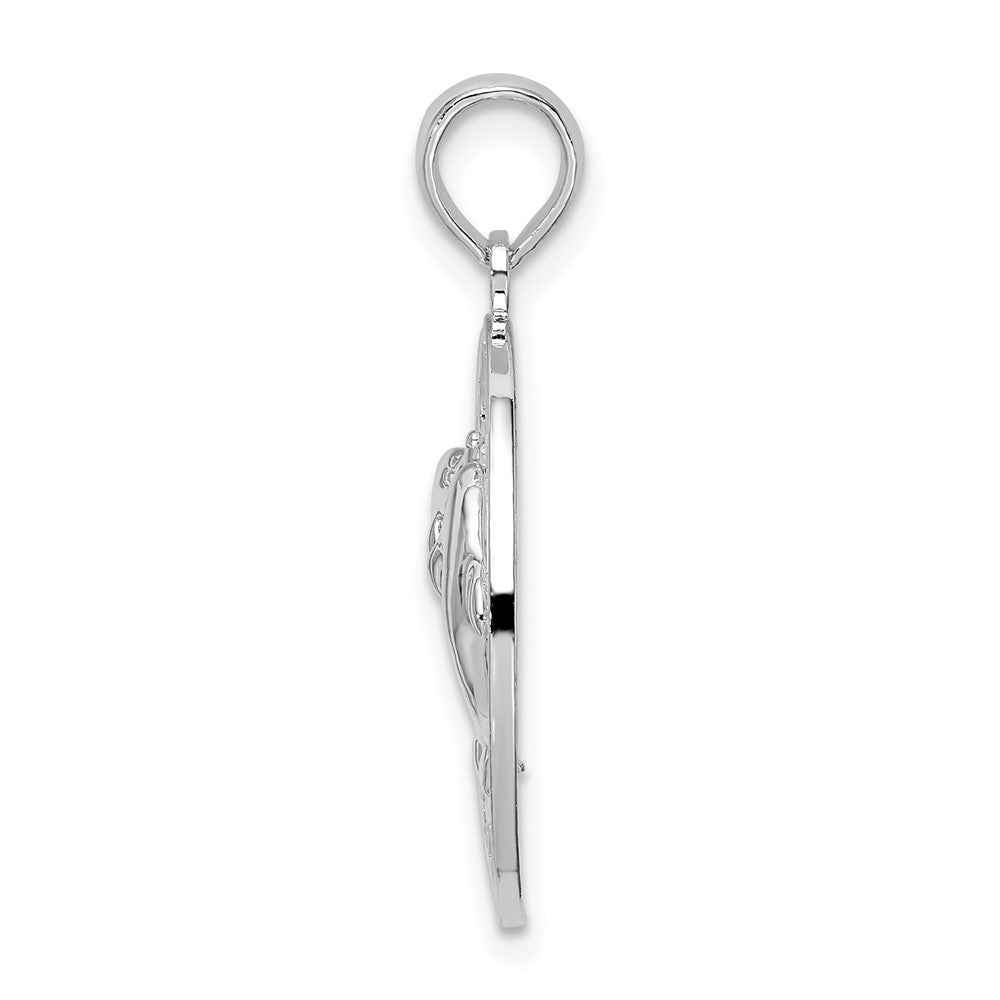 FJC Finejewelers 925 Sterling Silver d Polish/Textured South Beach Dolphin Charm 25 x 18 mm