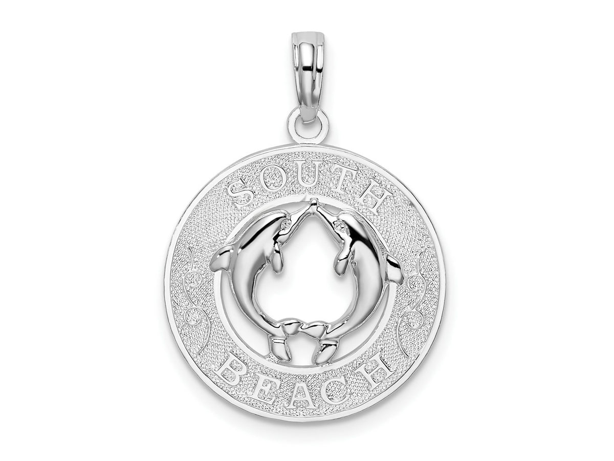 FJC Finejewelers 925 Sterling Silver d Polish/Textured South Beach Dolphin Charm 25 x 18 mm