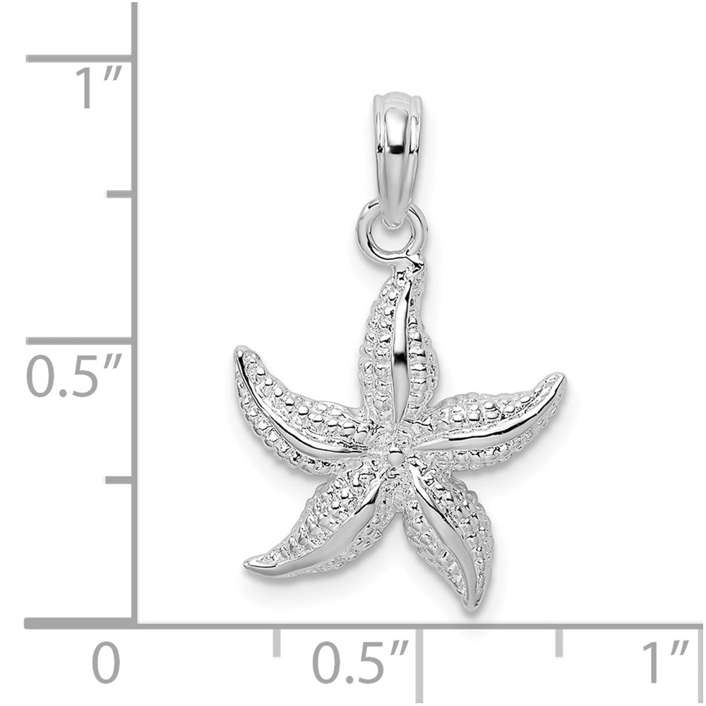 FJC Finejewelers 925 Sterling Silver Rhodium Plated Polished/Textured Starfish Charm 19 x 14 mm