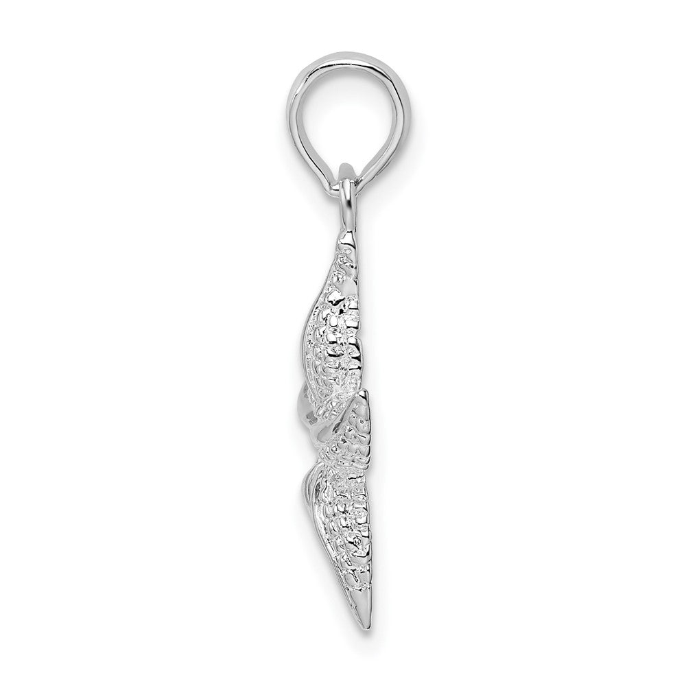 FJC Finejewelers 925 Sterling Silver Rhodium Plated Polished/Textured Starfish Charm 19 x 14 mm