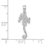 FJC Finejewelers 925 Sterling Silver Rhodium Plated Polished/Textured 3D Sea Horse Charm 24 x 9 mm