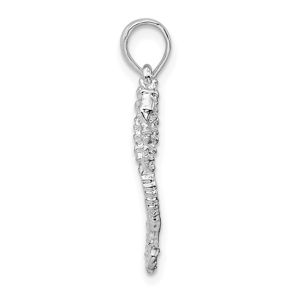 FJC Finejewelers 925 Sterling Silver Rhodium Plated Polished/Textured 3D Sea Horse Charm 24 x 9 mm