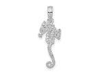 FJC Finejewelers 925 Sterling Silver Rhodium Plated Polished/Textured 3D Sea Horse Charm 24 x 9 mm