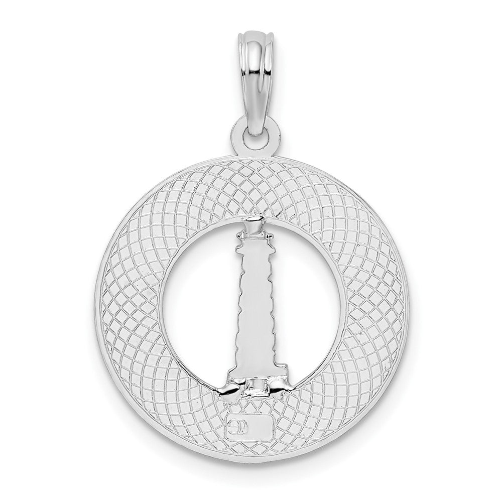 FJC Finejewelers 925 Sterling Silver Rhodium Plated St. Augustine with Lighthouse Circle Charm 25 x 18 mm