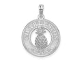 FJC Finejewelers 925 Sterling Silver Rhodium Plated Charleston with Pineapple Circle Charm 25 x 18 mm