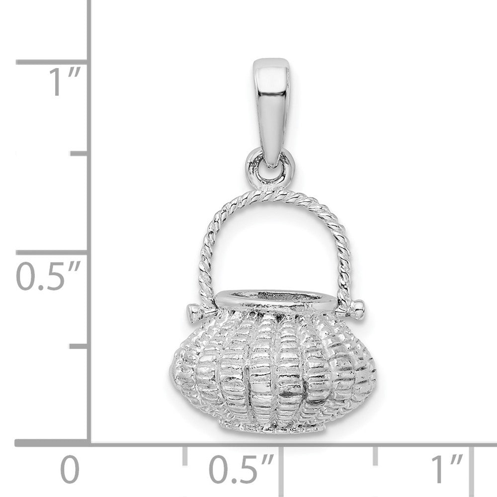 FJC Finejewelers 925 Sterling Silver d 3D Flower Basket Moveable Handle Charm 25 x 13 mm