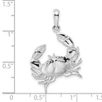 FJC Finejewelers 925 Sterling Silver Rhodium Plated Polished Stone Crab Charm 34 x 21 mm