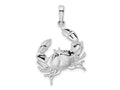 FJC Finejewelers 925 Sterling Silver Rhodium Plated Polished Stone Crab Charm 34 x 21 mm