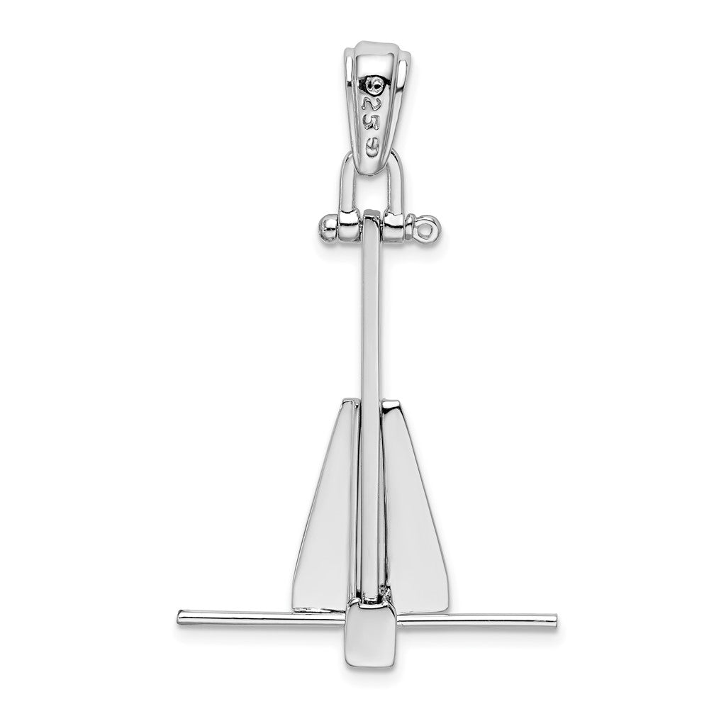 FJC Finejewelers 925 Sterling Silver Rhod-plted Polished 3D Moveable Danforth Anchor Charm 43 x 26 mm