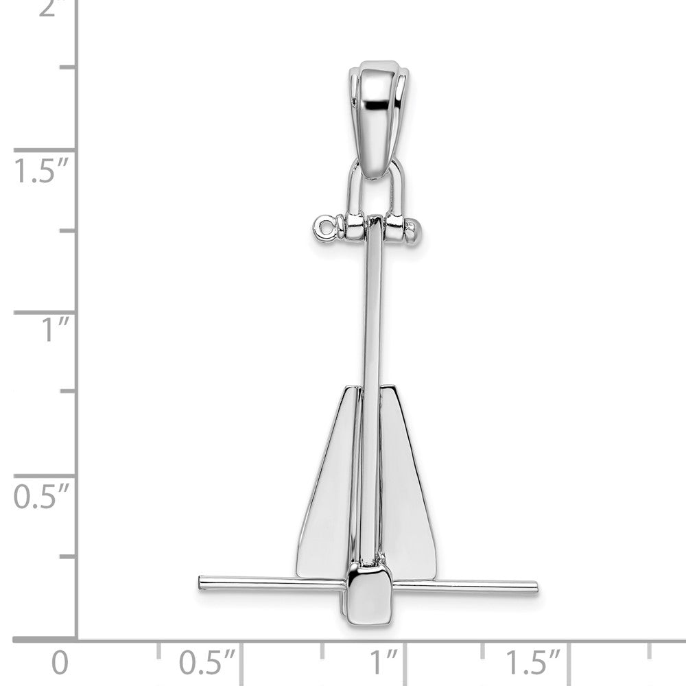 FJC Finejewelers 925 Sterling Silver Rhod-plted Polished 3D Moveable Danforth Anchor Charm 43 x 26 mm