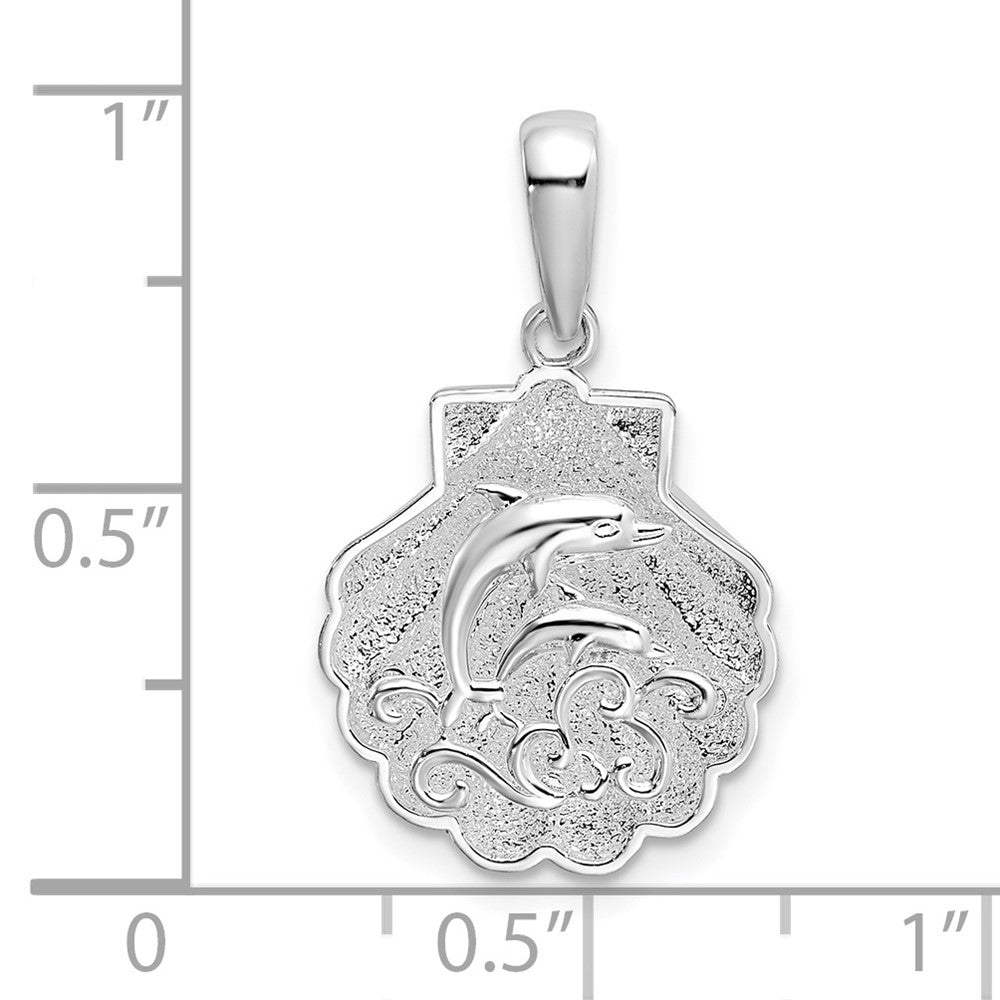 FJC Finejewelers 925 Sterling Silver d Polished/Textured Shell/Dolphins Charm 24 x 14 mm