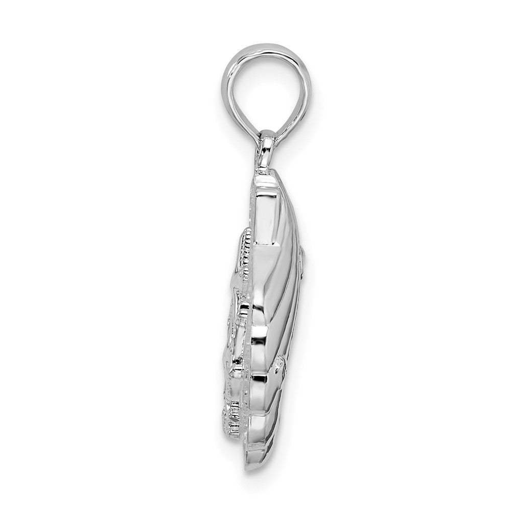 FJC Finejewelers 925 Sterling Silver d Polished/Textured Shell with Starfish Charm 23 x 14 mm