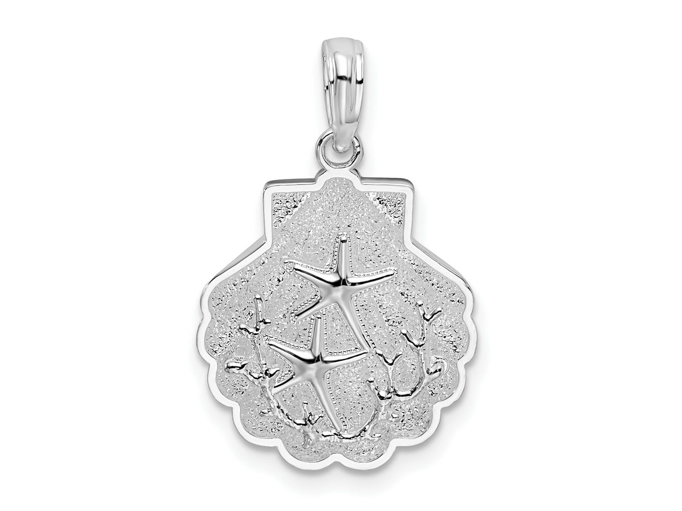 FJC Finejewelers 925 Sterling Silver d Polished/Textured Shell with Starfish Charm 23 x 14 mm