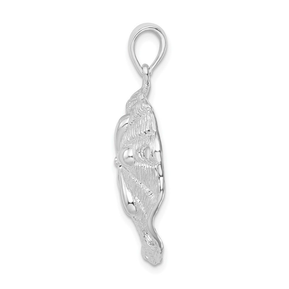 FJC Finejewelers 925 Sterling Silver Rhodium Plated Polished/Textured Sand Dollar Charm 33 x 22 mm