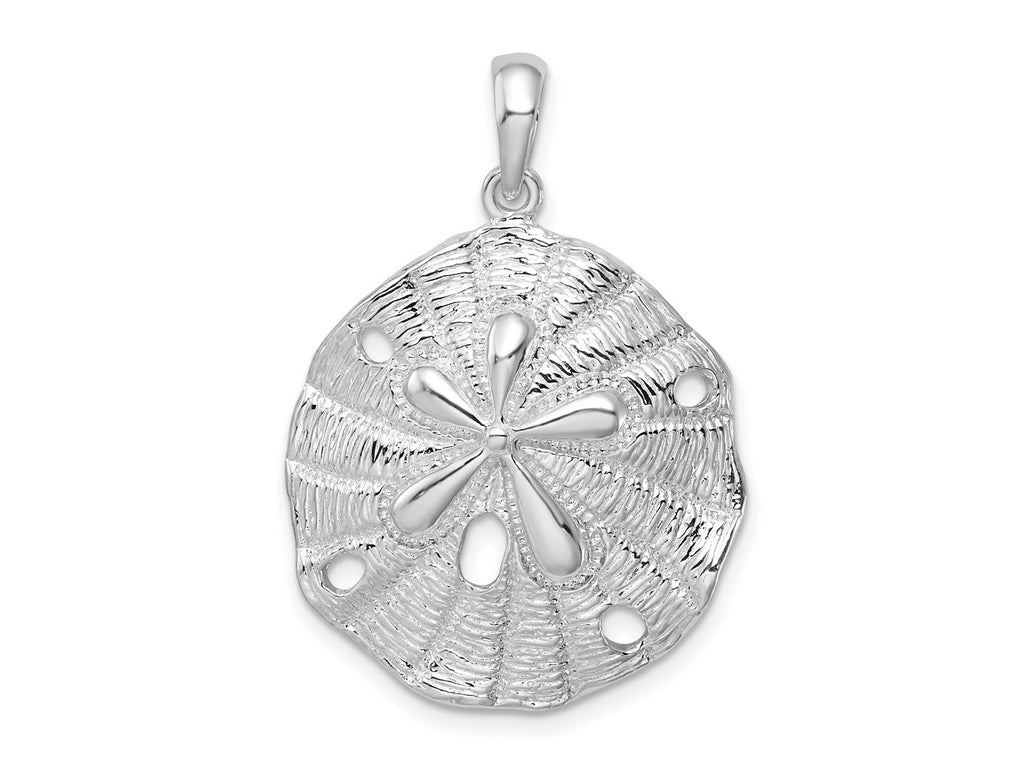 FJC Finejewelers 925 Sterling Silver Rhodium Plated Polished/Textured Sand Dollar Charm 33 x 22 mm