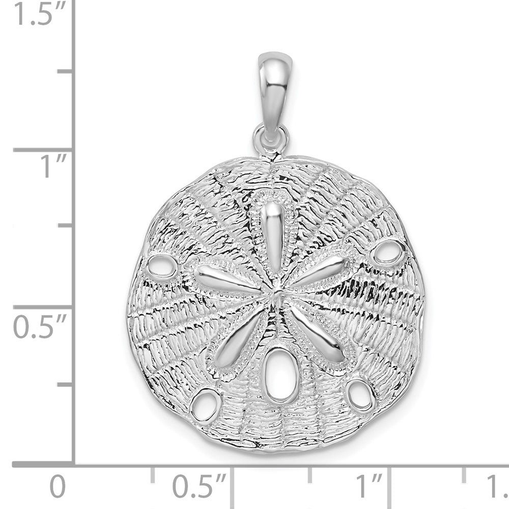 FJC Finejewelers 925 Sterling Silver Rhodium Plated Polished/Textured Sand Dollar Charm 32 x 23 mm