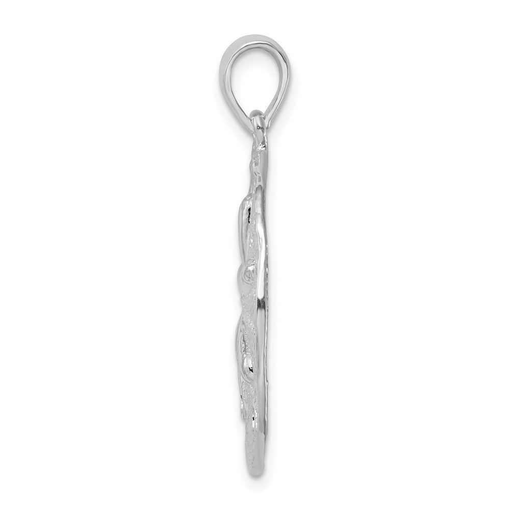 FJC Finejewelers 925 Sterling Silver Rhodium Plated Polished/Textured Sand Dollar Charm 32 x 23 mm