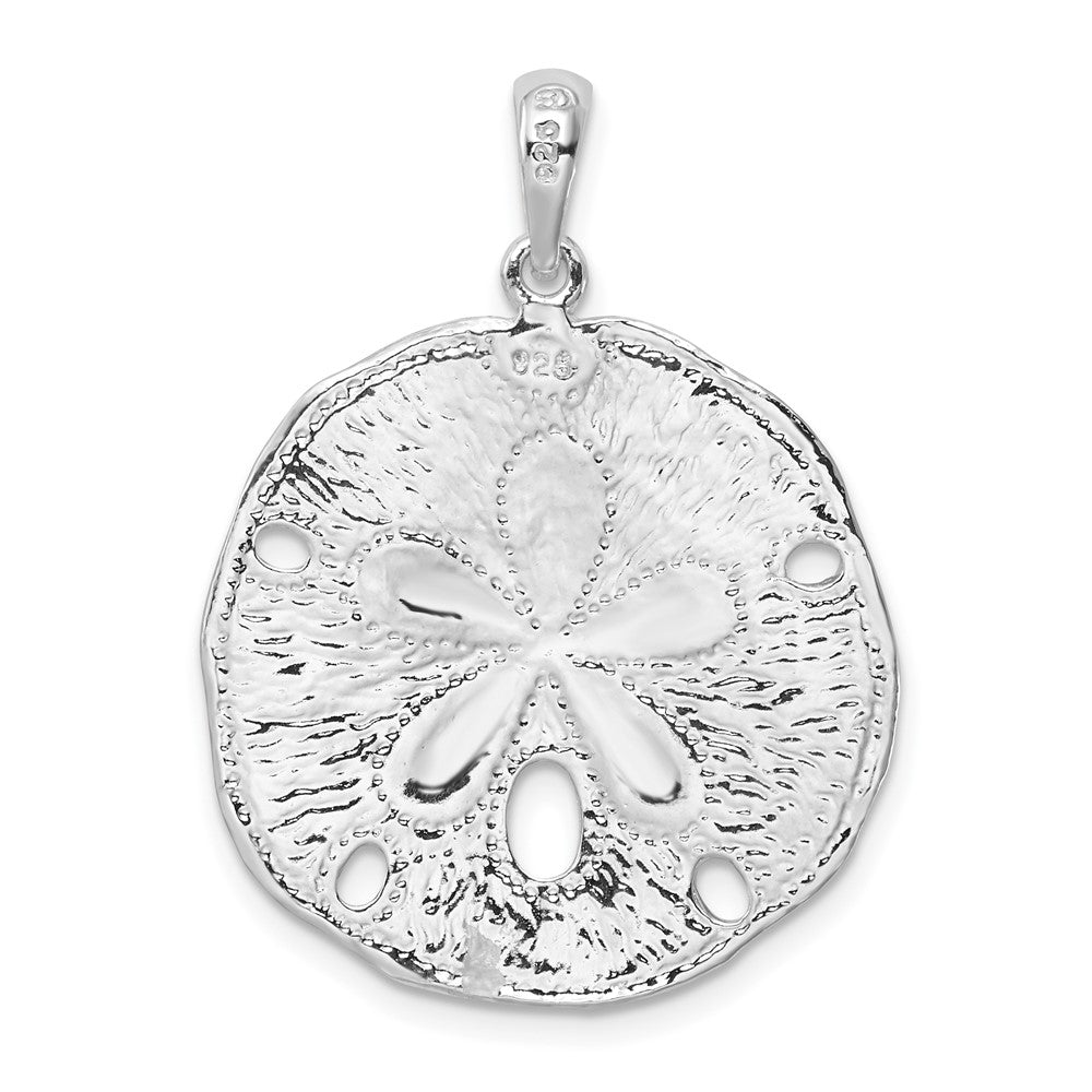 FJC Finejewelers 925 Sterling Silver Rhodium Plated Polished/Textured Sand Dollar Charm 32 x 23 mm